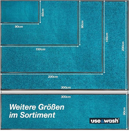 use & wash Paillasson - Use&Wash - Tapis de passage à sec - Turquoise - 200 x 200 cm
