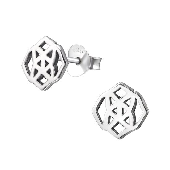 Aramat Jewels-Oorbellen-Zilveren Keltische Oorbellen--Vierkant-8x7mm--