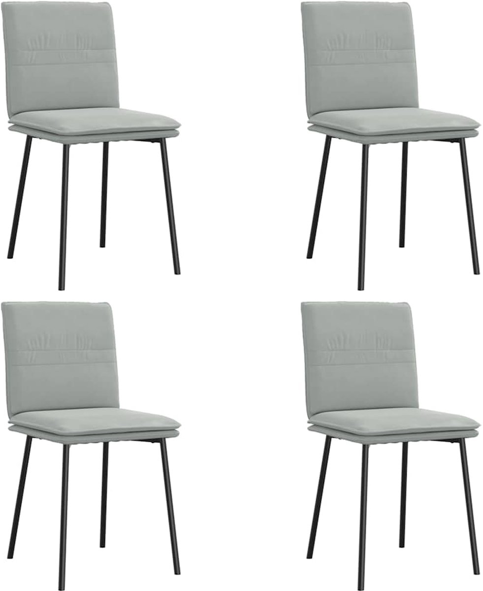vidaXL - Eetkamerstoelen - 4 - st - fluweel - lichtgrijs