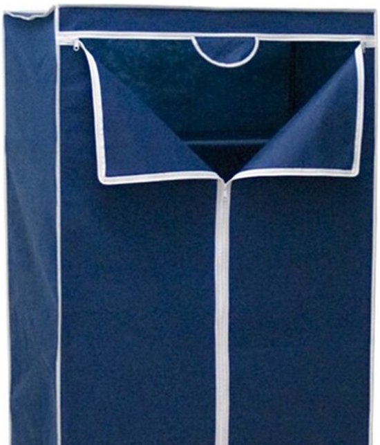 Gerimport Mobiele Kledingkast - opvouwbaar - 75 x 46 x 160 cm - blauw - opberger van Gerimport — afbeelding 2