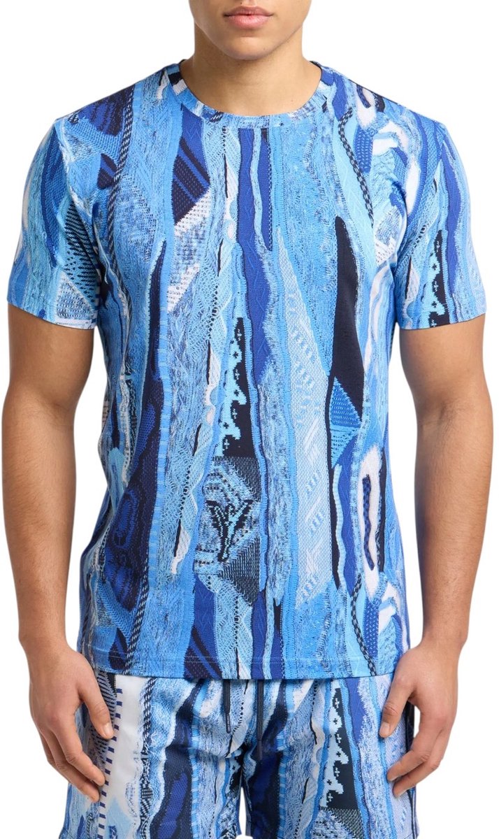 Carlo Colucci T-Shirt Knitprint Blauw