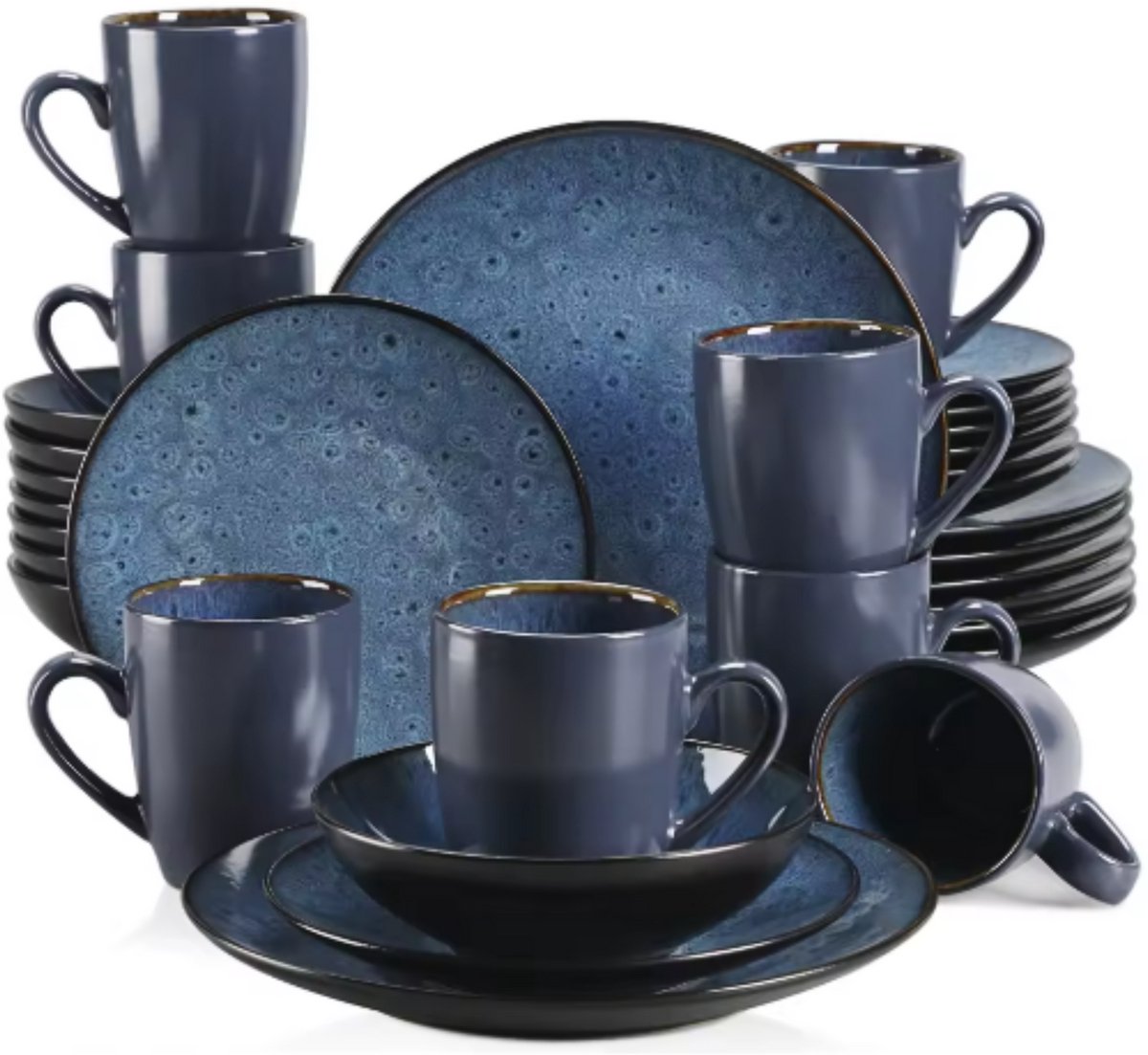 Lavish Serviesset – 32 delig -8 persoons – Blauw Keramisch – Eetborden – Breakfast Plates