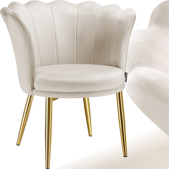 TECTAKE Fauteuil Cocktail Rembourré En Velours Dossier Large En Forme De Coquillage 93827154