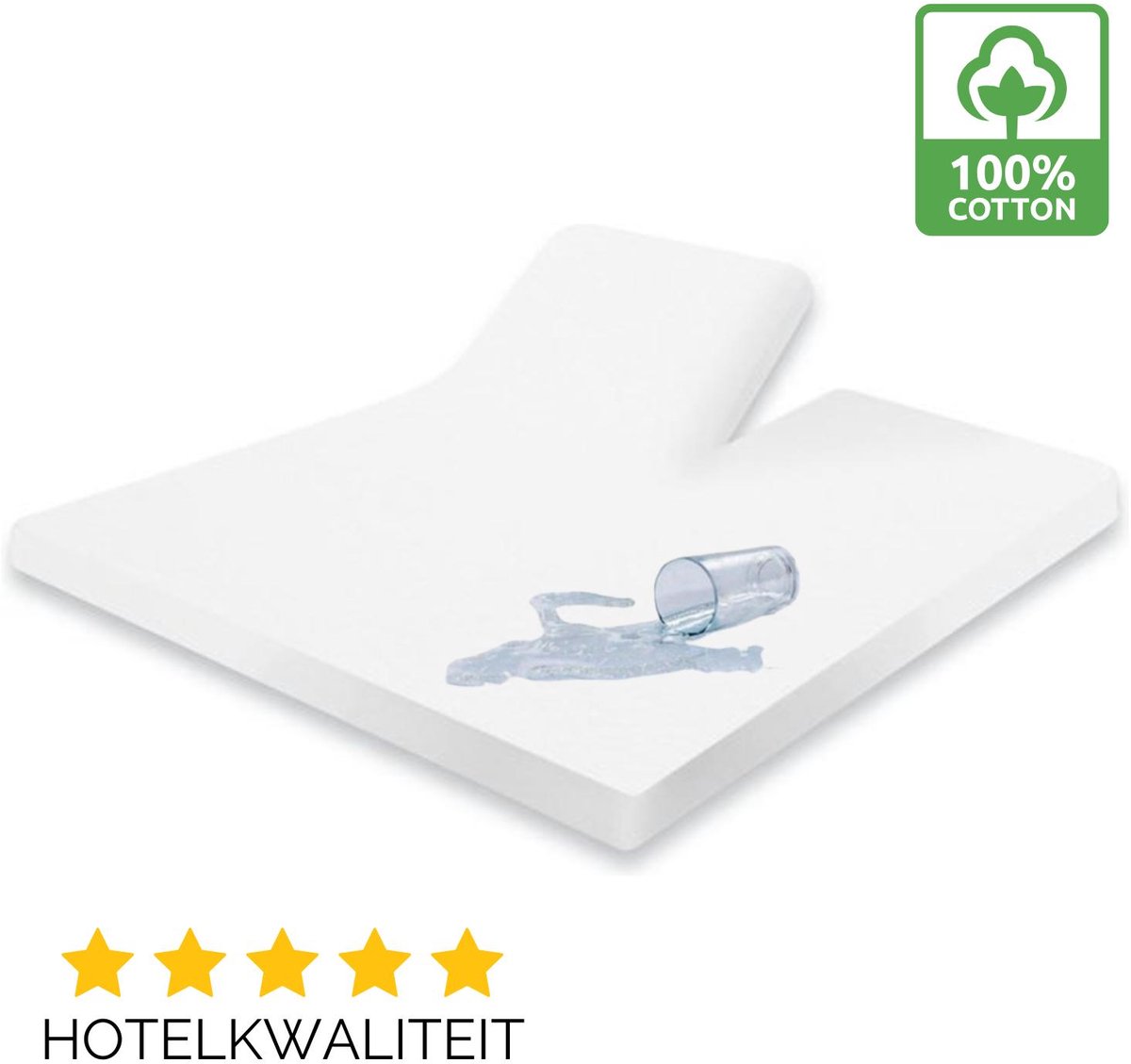 Droomtextiel Splittopper Molton Matrasbeschermer Waterdicht - 180x220 cm - 100% Katoen - Incontinentie Molton