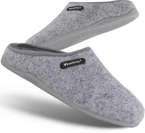 Pantoufles femmes confort | Gris | Taille 45 | Durable | Antidérapant | Unisexe | Pantoufles de qualité supérieure en laine italienne | Semelle amovible en mousse lente
