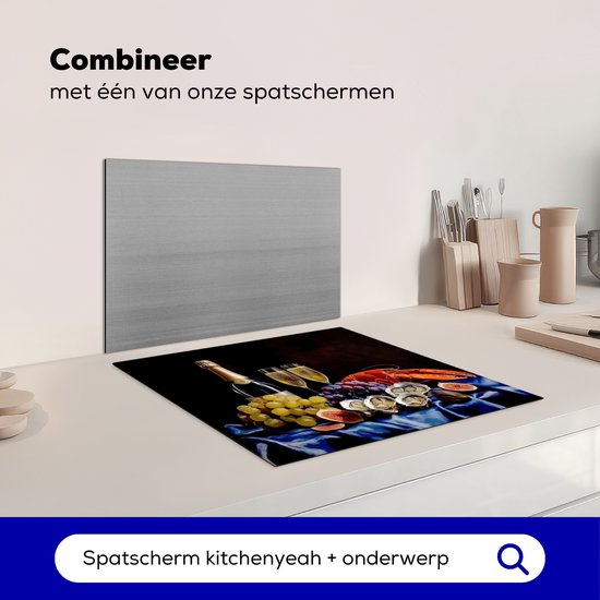 KitchenYeah® Protection plaque induction 59x51 cm - Champagne - Luxe - Huîtres - Protege plaque de cuisson - Couvre plaque induction - Protecteur d'induction - Cuisine