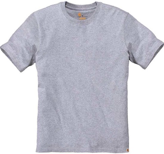 Een effen lichtgrijze Carhartt t-shirt met ronde hals en korte mouwen.