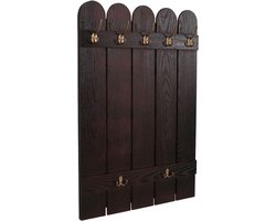 Wandkapstok MCW-N95, kapstokpaneel, paulownia 7 haken 86x60cm ~ bruin