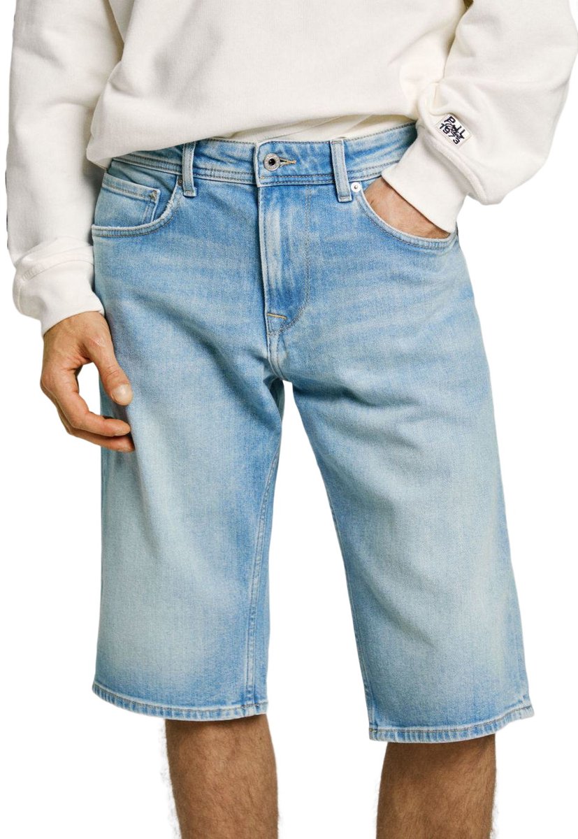 Pepe Jeans Heren Short Broeken STRAIGHT SHORT CASH regular/straight Fit Blauw W 34 Volwassenen
