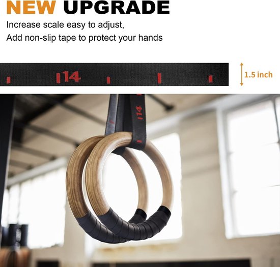 Een Paar Gymnastiek Ringen Houten Fitness Ringen M Verstelbare Bandjes Voor Full Body Sterkte En Gespierd Lichaamsgewicht Training Cr 5