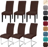 Stretch Stoelhoes Eetstoelhoezen XL Stoelhoezen voor Eetkamerstoel Verwijderbare Wasbare Stoelhoezen voor thuis, restaurant, hotel Decor (4 Stuks, Bruin)-XL