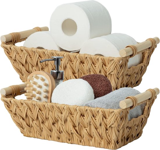 Kleine hangmand met 2 stuks zelfklevende opbergmand, klein, wandorganizer, hangend, kleine manden, manden om op te hangen, kan in badkamers, keukens en kantoren worden gebruikt