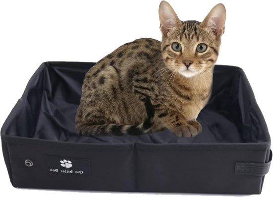 Liyong Kattentoilet, Opvouwbare Kattenbak Met Grote Ruimte Draagbare Kattenbak Voor Buitenzwart Klein