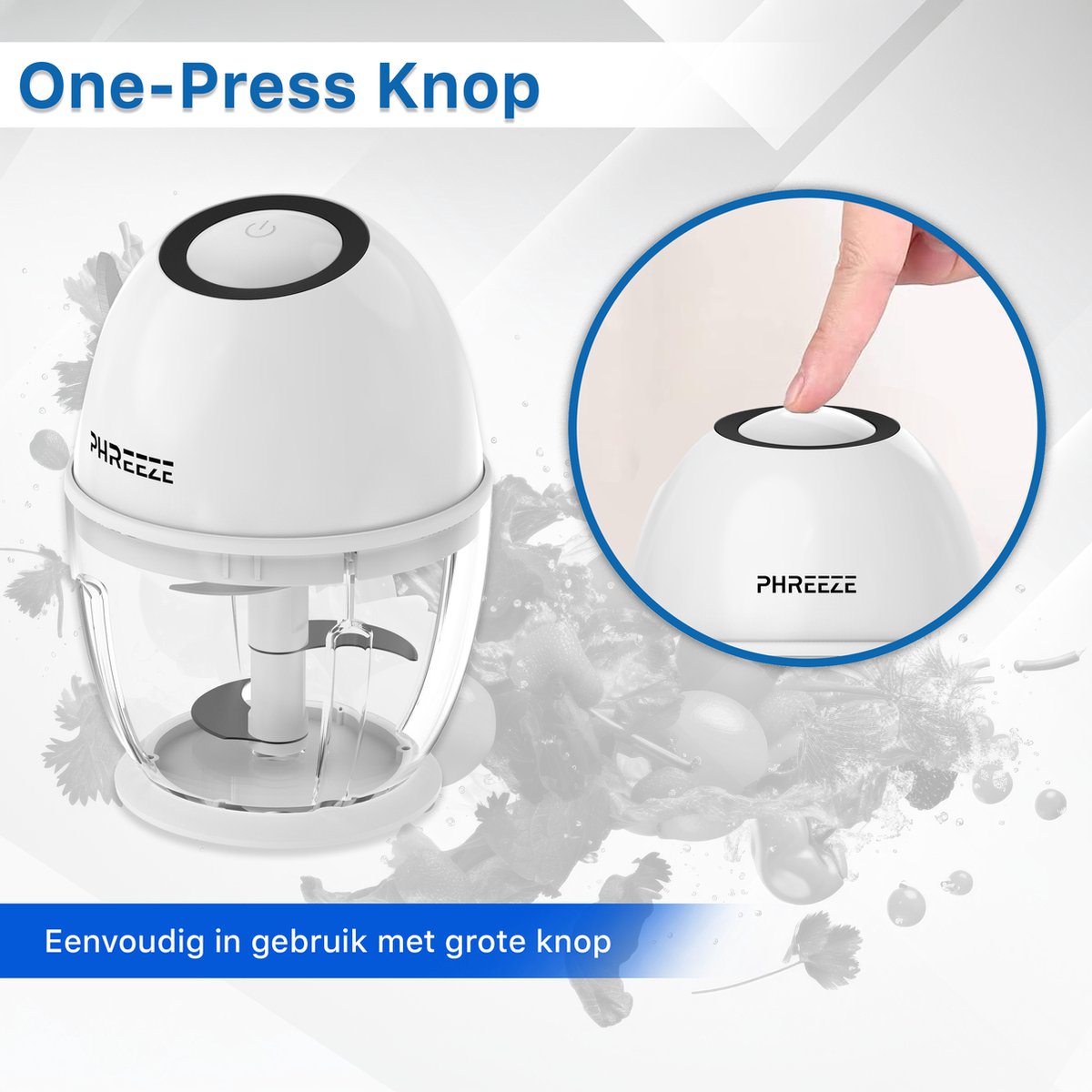 Mini Foodprocessor - 450ML - Elektrische Hakmolens - USB-C Oplaadbaar - Kleine Blender - Keukenmachine - Portable Chopper - Hakmolen Elektrisch - Babyvoeding Groente Smoothie Snijder thumbnail 3