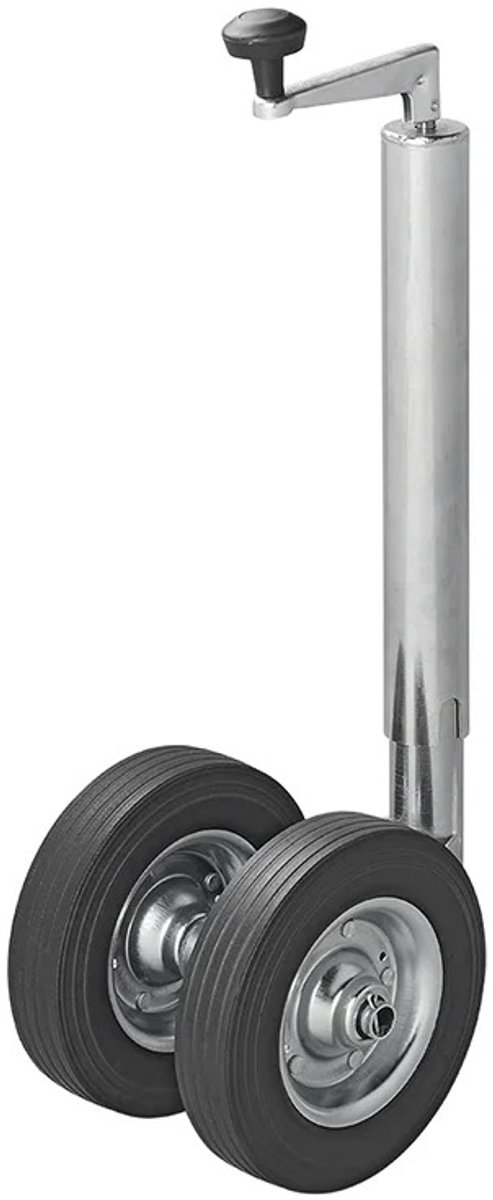 ProPlus Neuswiel voor Aanhanger Ø48 mm - Draagvermogen tot 150kg - Hoogte 55-77 cm - Dubbel Wiel - Steunwiel met Stalen Velg - Massief Rubberen Banden - Bandenmaat Ø200 x 50 mm van ProPlus — afbeelding 4