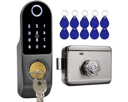 Deurslot Buitendeur - Smartlock - Slim Deurslot Met Vingerdrukherkenning - Codeslot - Elektrisch Deurslot Met Code Toegang - Intelligent Smart Lock - Roestvrij staal - Zwart
