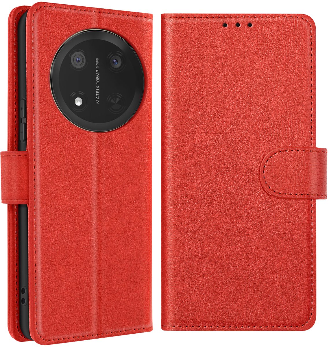 Avizar Zaak Geschikt voor Honor Magic 7 Lite Clapet Wallet en Videohouder, Rood