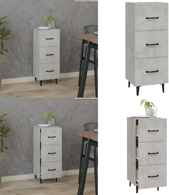 VidaXL Dressoir 80x40x75 cm betongrijs - Kantoormeubelen Plus