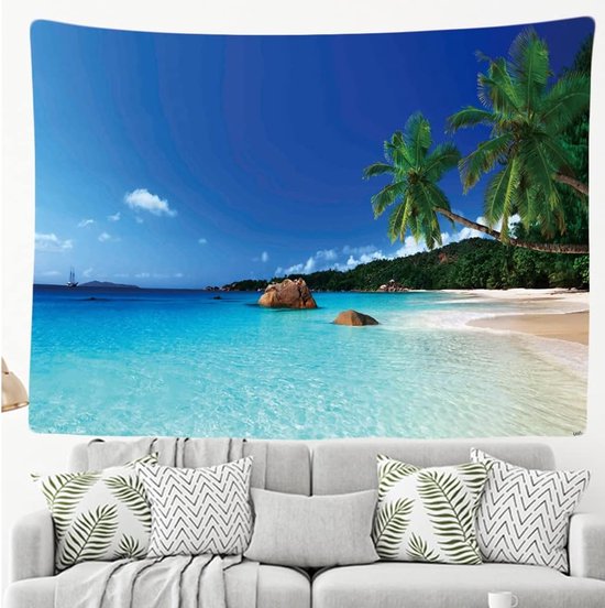 Ulticool Beach Nature Sea Island - Tapisserie - 200x150 cm - Groot tapisserie - Affiche