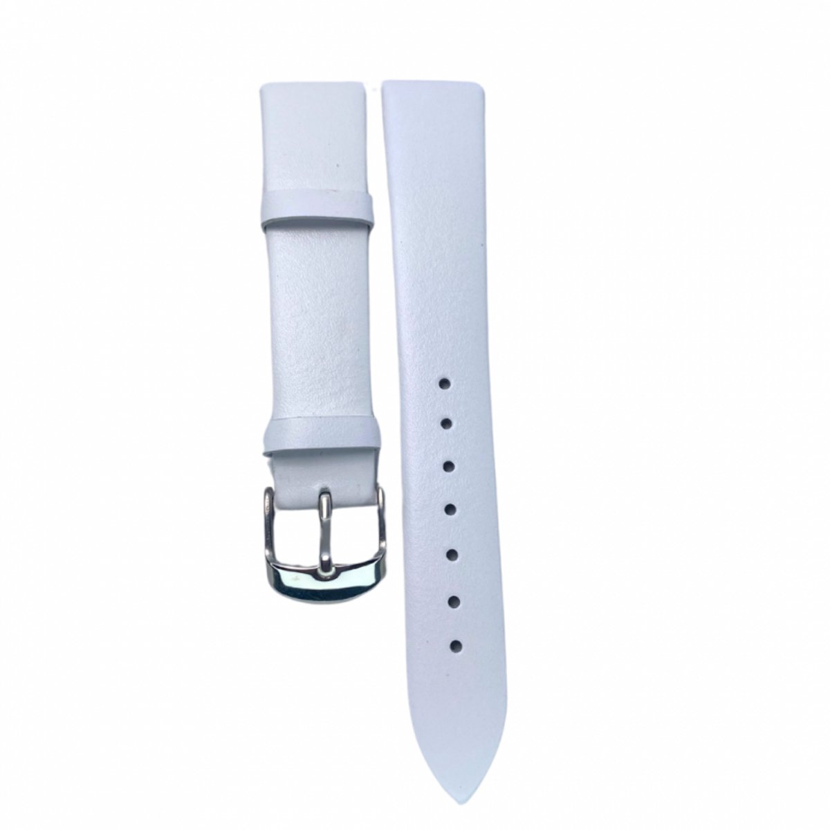 Horlogebandje- 18 mm- Wit- zilverkleur-Leer - Charme Bijoux