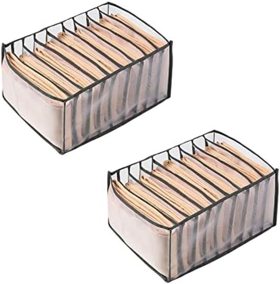 Augfox Set van 3 kledingkastopbergorganizers - multifunctionele kledingorganizer voor kledingkast, stevige lade-organizer, kleding voor jeans, truien, broeken en leggings (zwart, 45 x 25 x 18 cm