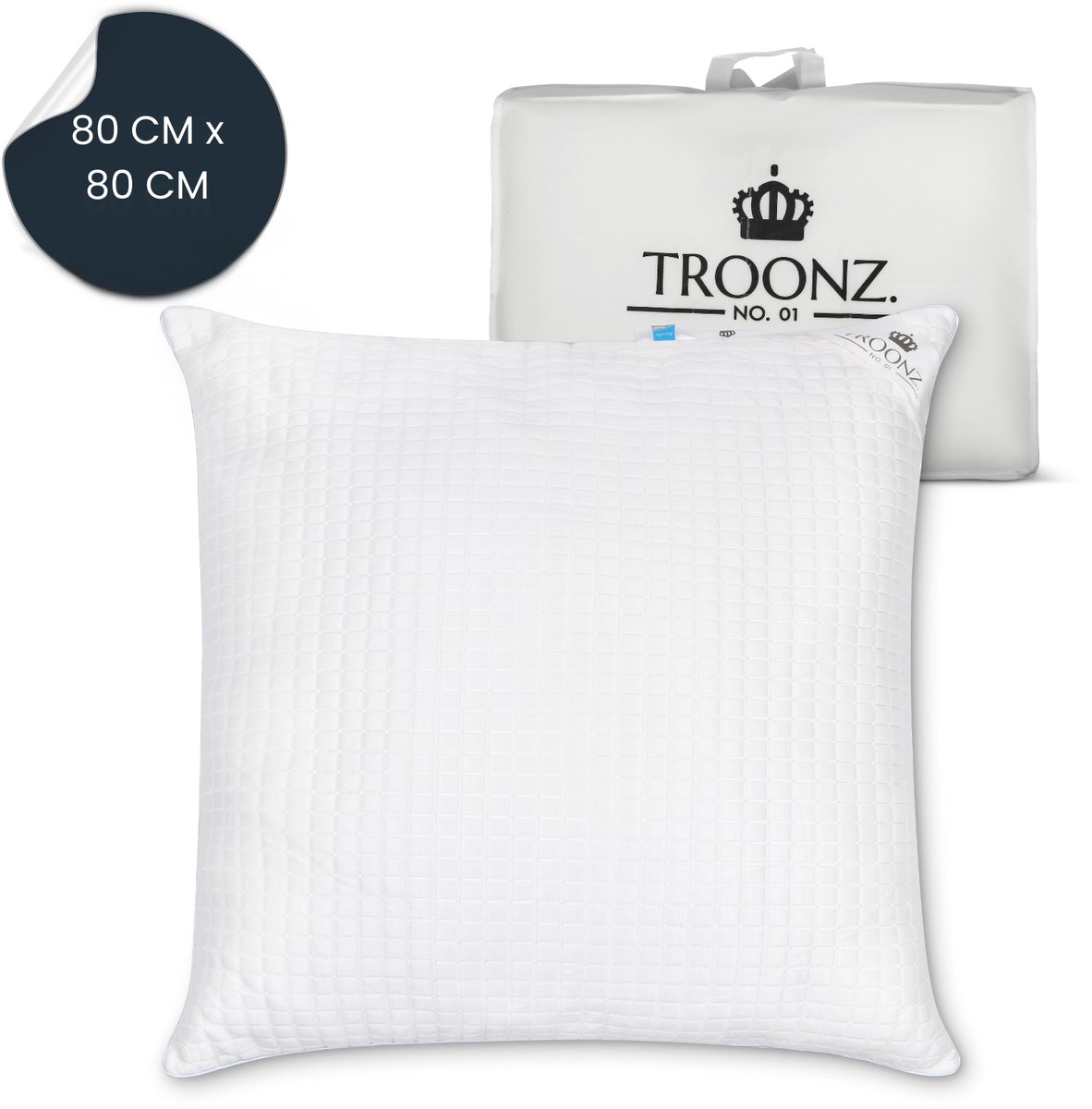 Troonz® Hoofdkussen Verkoelend One - Nekklachten - Wasbaar - 80x80 - Troonz Kussens