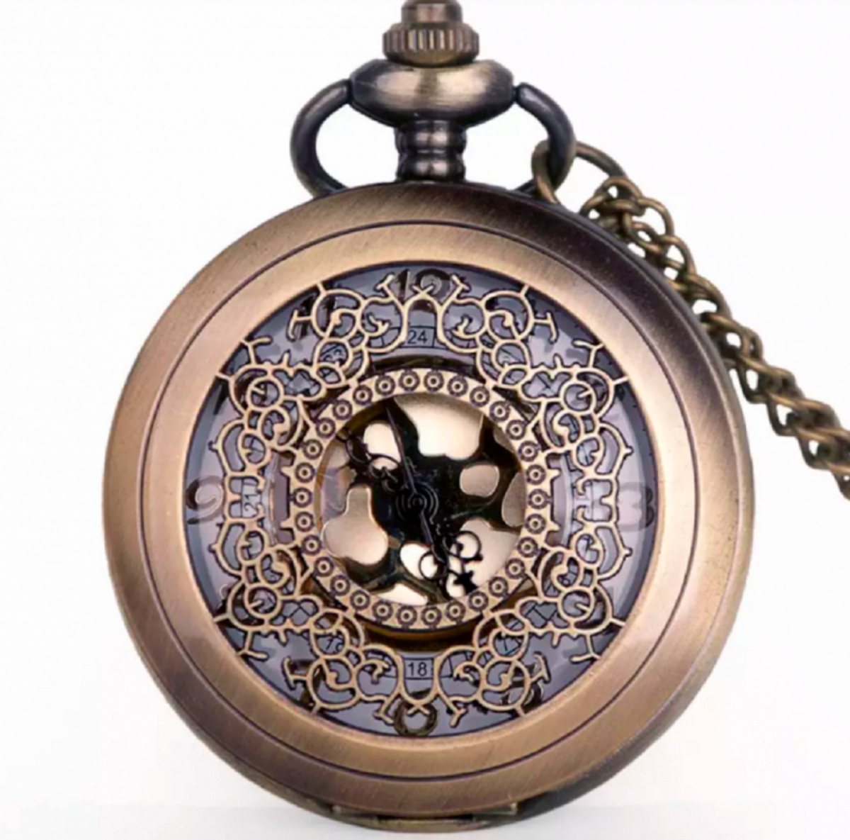Ketting Horloge- Brons- Filigraan - Charme Bijoux