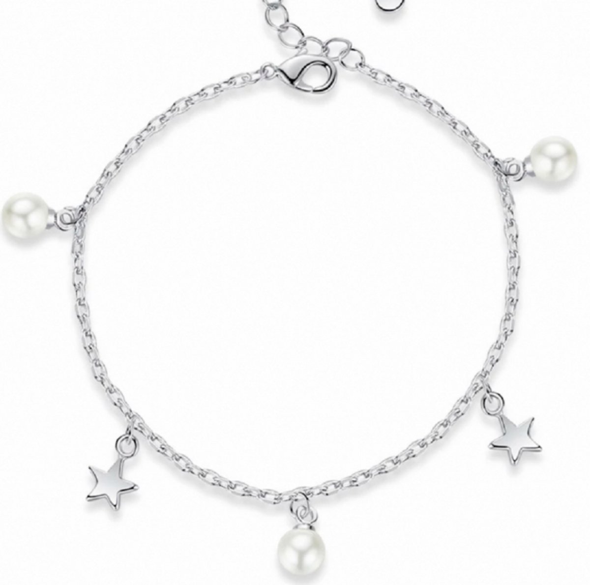 Kinder enkelkettinkje synthetische-Parel Ster- Sterre- 16 cm - Charme Bijoux