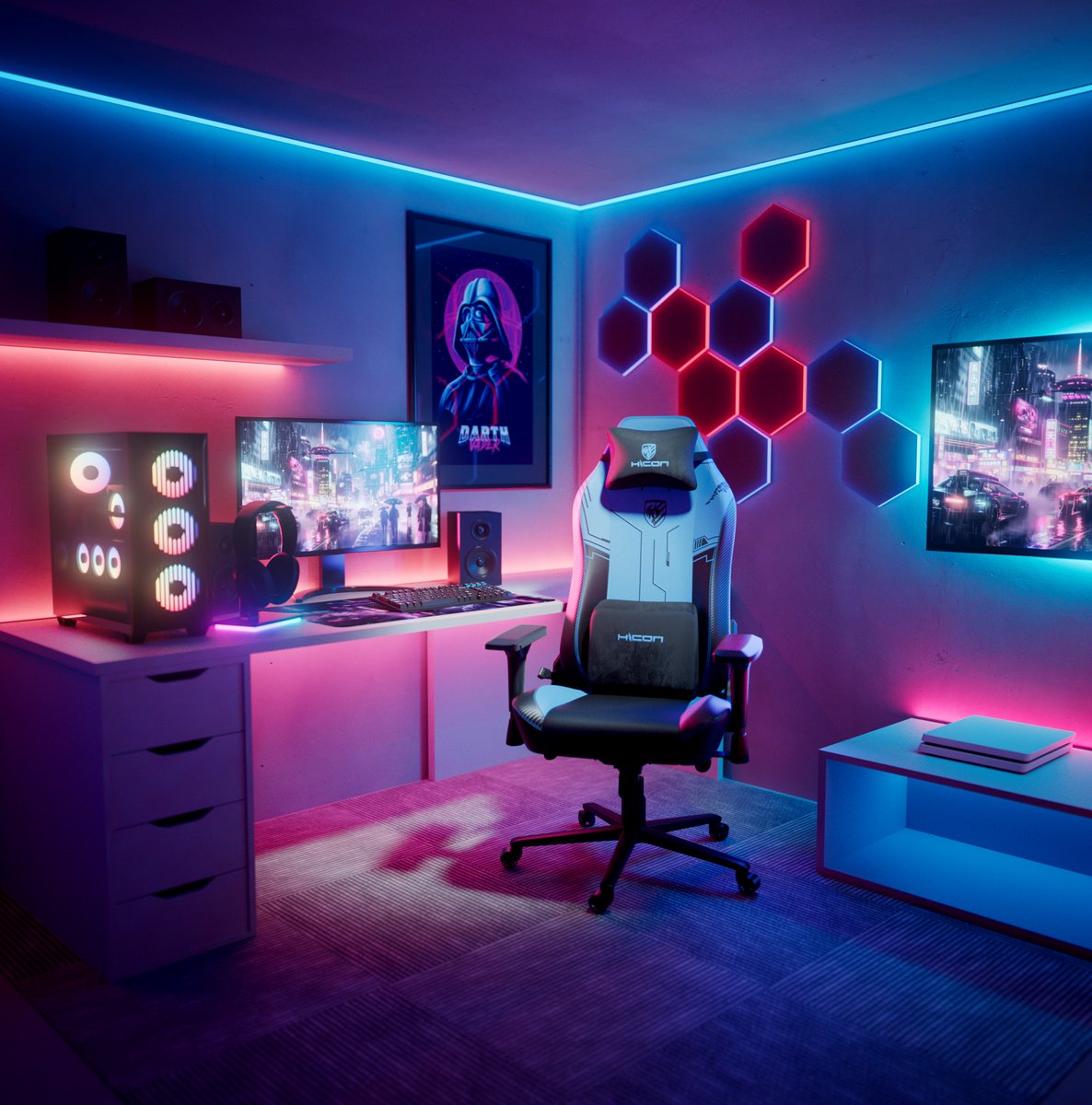 HICON Gaming Stoel Apex EagleBlaze Ergonomisch Blauw - afbeelding 3