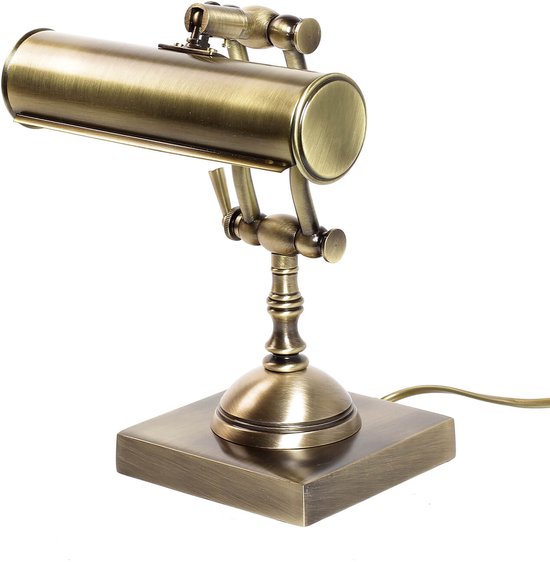 Bankerleuchte Aus Messing – 26 Cm Hoch, E14 Fassung, Schwenkbar – Handgefertigt In Italien, Vintage-Design