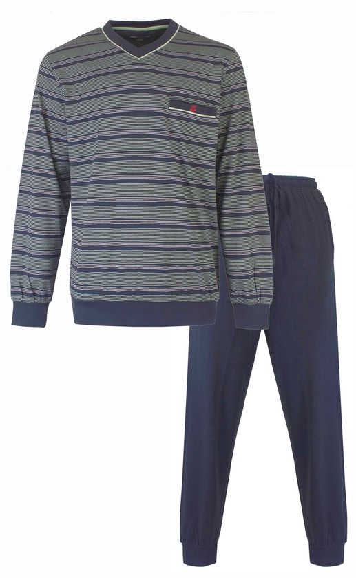 Paul Hopkins Heren Pyjama - Strepen - Katoen - Groen/Blauw - Maat XXL