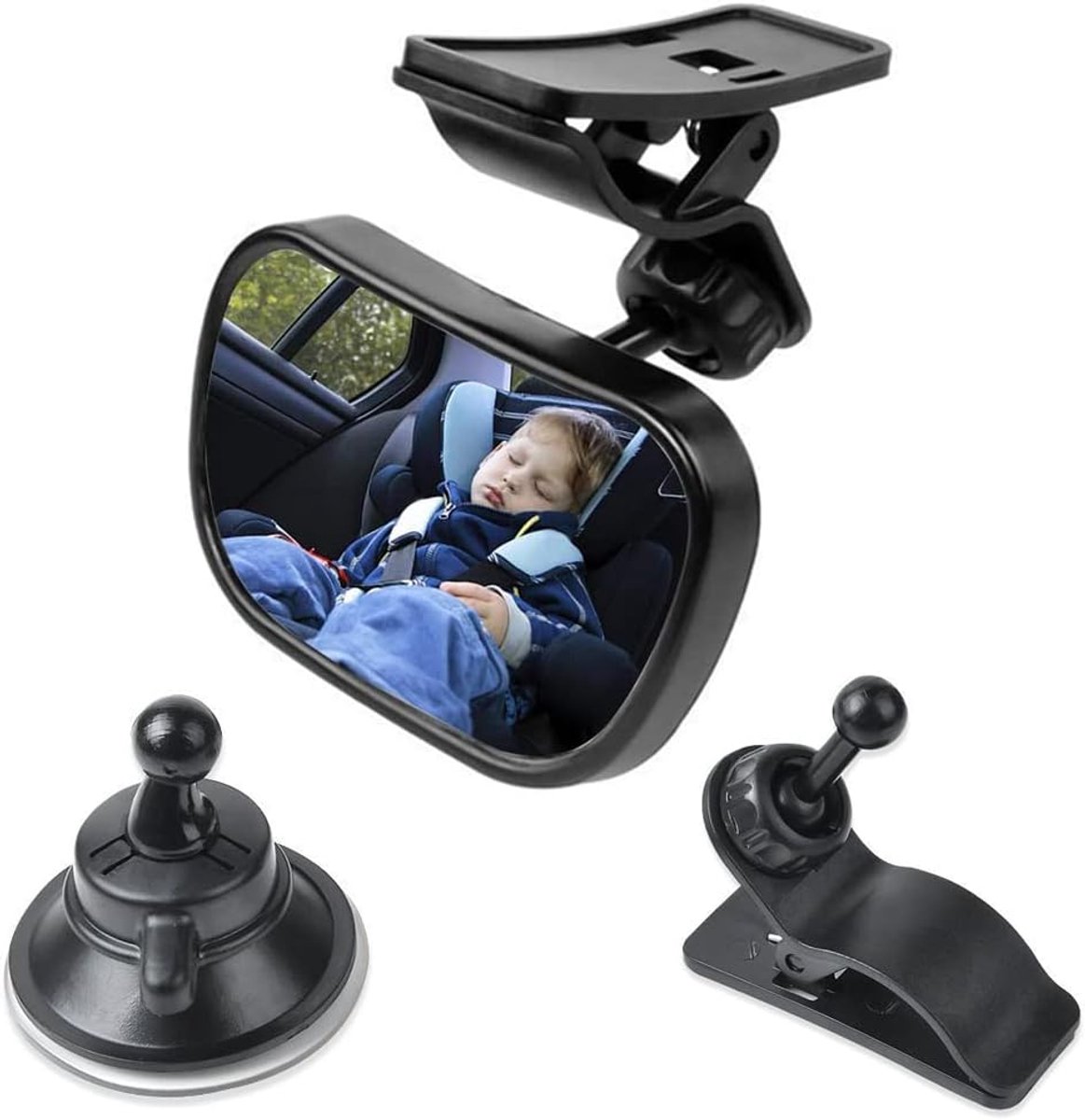 Image of Achterbankspiegel Voor Baby's,Babyspiegel Voor Auto's,Spiegel Voor Achterbank Voor Kinderen,Achteruitkijkspiegel Met Zuignap,360 Graden Verstelbare,Onbreekbare Zuignappen en Clips Auto Kinderproducten