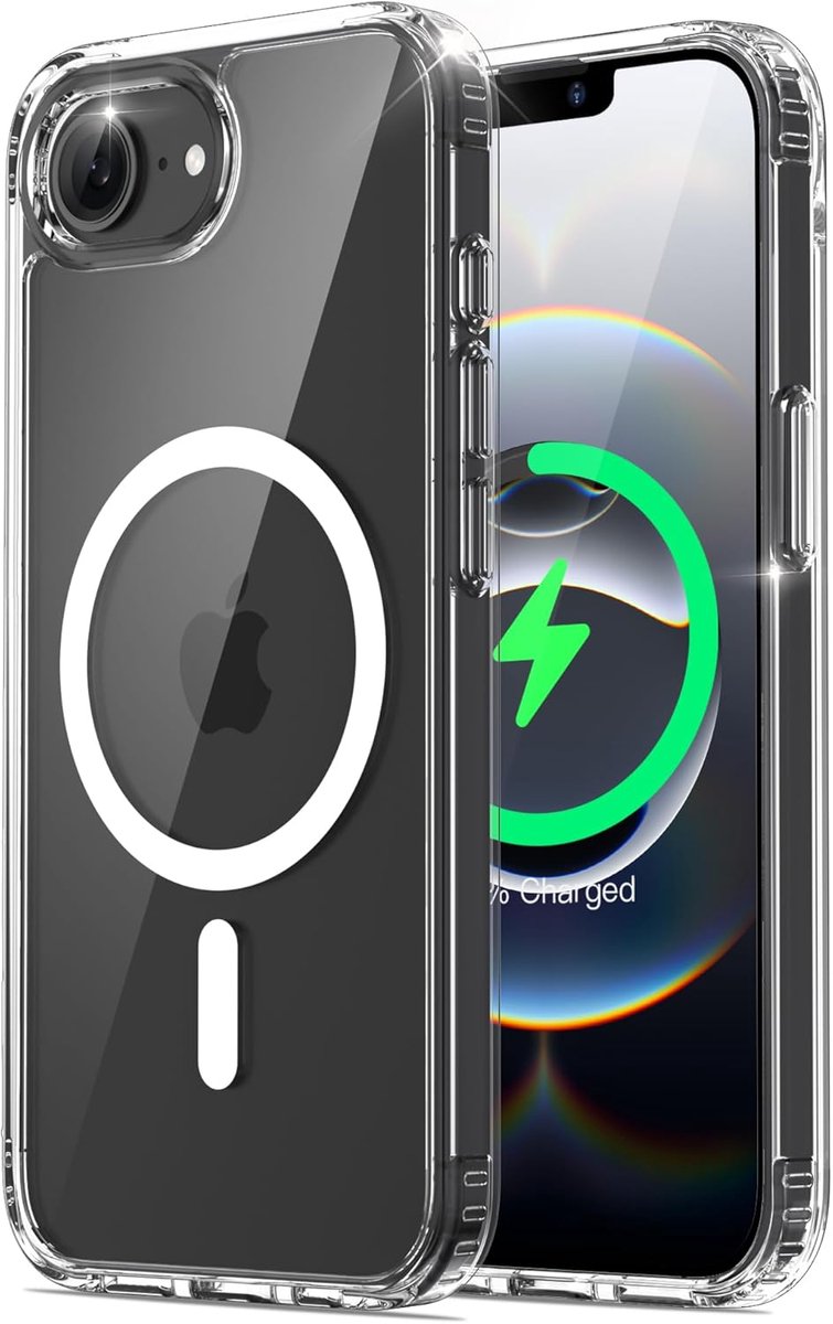 Magsafe hoesje geschikt voor iPhone 16E Hoesje - Schokbestendig Transparant Shockproof Back Cover voor iPhone 16e / iPhone SE4 - Siliconen Hardcase - Doorzichtig