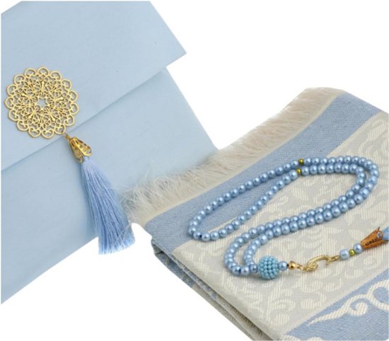 Sajadah Koran Tasbeeh Islamitische Gift Set voor Ramadan, Hajj, Umrah, Bruiloft, Geboorte, Mevlid Moslim Seccade Sajjadah Sajadah Rozenkrans Tespih Hediye Seti (Roze
