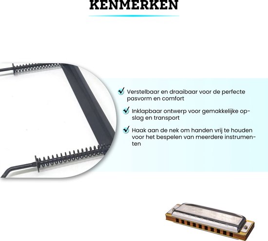 Harmonica Case, Draagtas Opbergtas en Zakjes voor 7 Harmonica PU Leder Zwart Mondharmonica met Ritssluiting