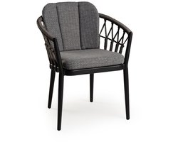 Tierra Outdoor Dining Tuinstoel SantaFe - Aluminium en touw - Charcoal en Stone Grey - Incl. kussen