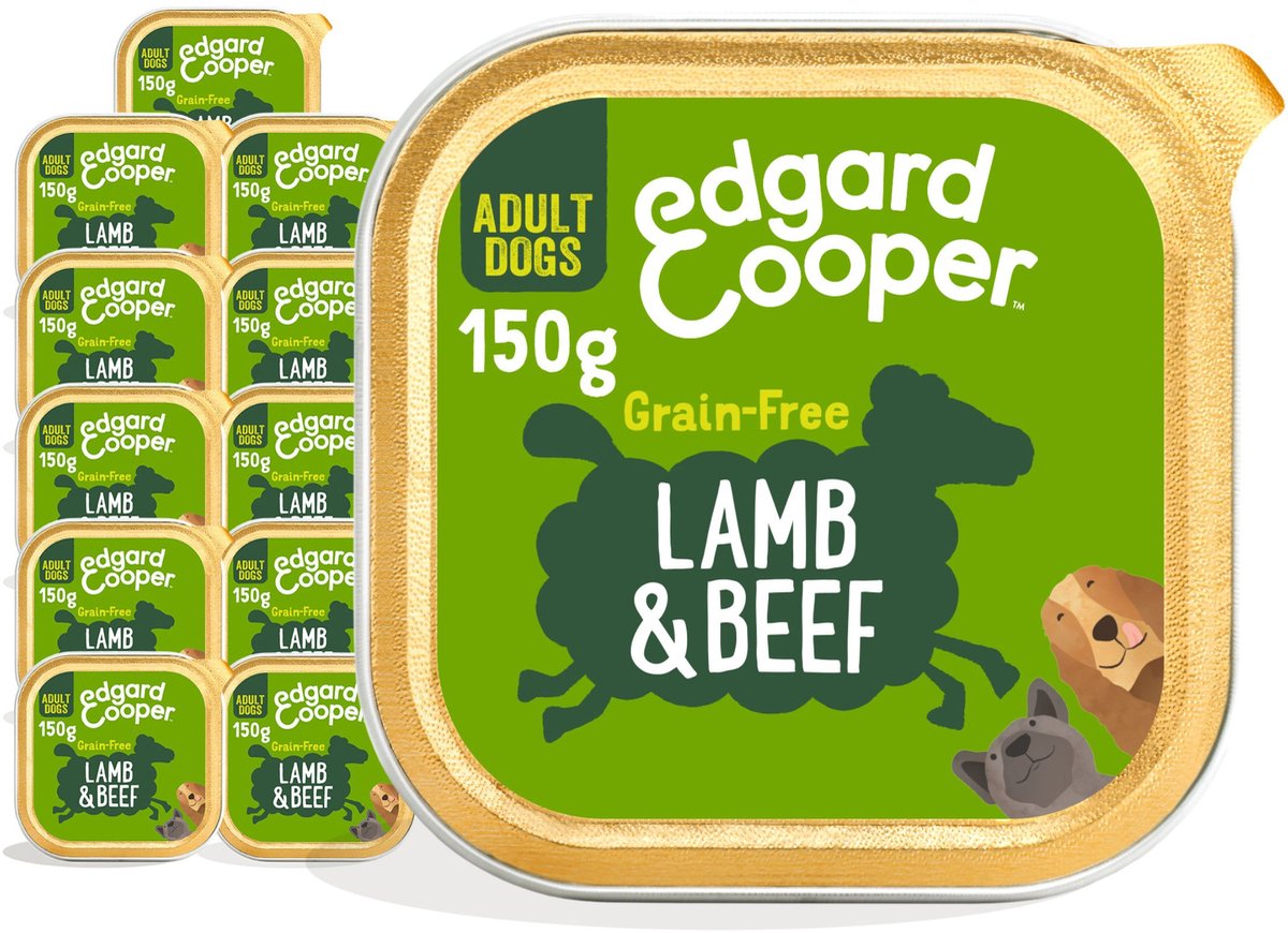 11x Edgard&Cooper Kuipje Vers Vlees Hondenvoer Lam - Rund 150 gr
