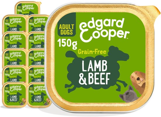 Edgard & Cooper Kuipje Honden Natvoer Hondenvoer Lam - Rund - 11 x 150 gr - Voordeelverpakking