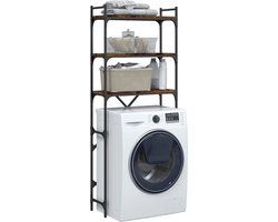 Wasmachine rek - Opbergrek - Wasmachine meubel - Opbouwmeubel - Toilet Rek - 67x25x163 cm - Hout - Gerookt Eiken