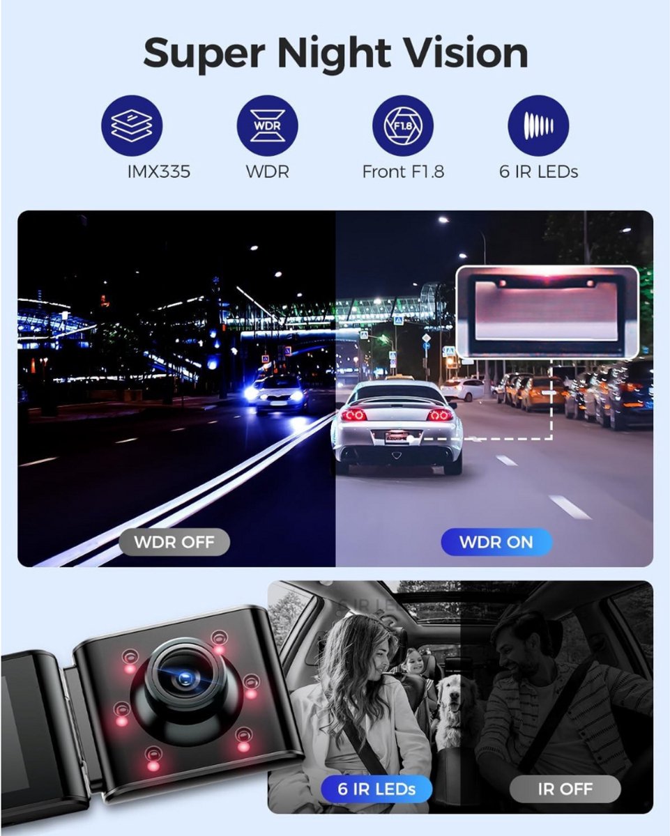 Dashcam - Daschcams - Auto - Camera - Vooruit - Achteruit - Video - Autobeveiliging - Parkeerbeveiliging - Recording - Dag en Nacht - Schadepreventie – foto 6