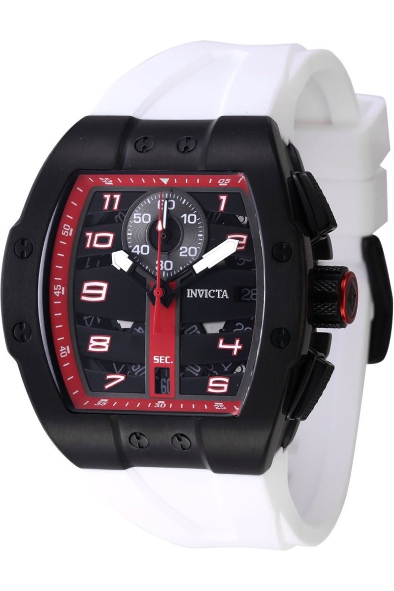 Invicta Racing 47372 Heren Horloge - Waterdicht - Analoog - Quartz Uurwerk - Roestvrij Staal met zwarte Wijzerplaat - 44mm