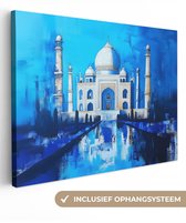 Peinture sur toile 40x30 cm - Décoration murale Taj Mahal - Ramadan - Blauw - Islamique - Décoration murale salon - Décoration chambre - Accessoires chambre - Peintures sur toile