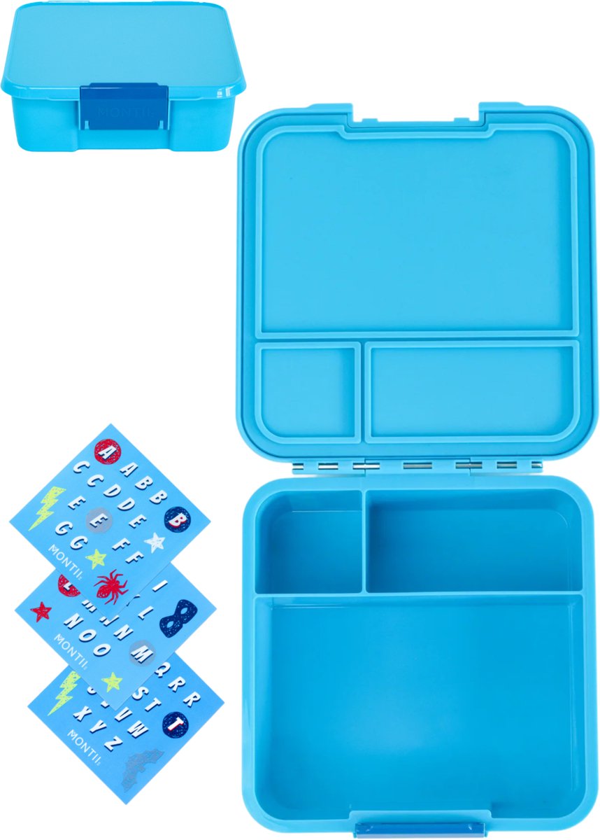 MontiiCo Bento Three Lunchbox Coastal/Superhero