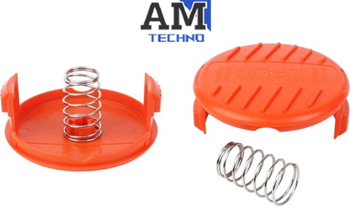 2 stuks spoeldoppen veren reserveonderdelen accessoires spoeldeksel trimmer draadspoel reservespoelkap voor AFS trimmer spoel ABS materiaal voor Black & Decker modellen zoals STC1820CM, STC1820PC, STC1820EPC,STC1840EPC, ST5530, ST1823 en GLC1823L20.