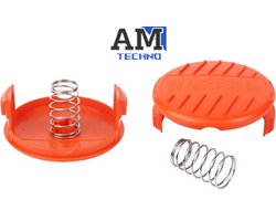 2 stuks spoeldoppen veren reserveonderdelen accessoires spoeldeksel trimmer draadspoel reservespoelkap voor AFS trimmer spoel ABS materiaal voor Black & Decker modellen zoals STC1820CM, STC1820PC, STC1820EPC,STC1840EPC, ST5530, ST1823 en GLC1823L20.