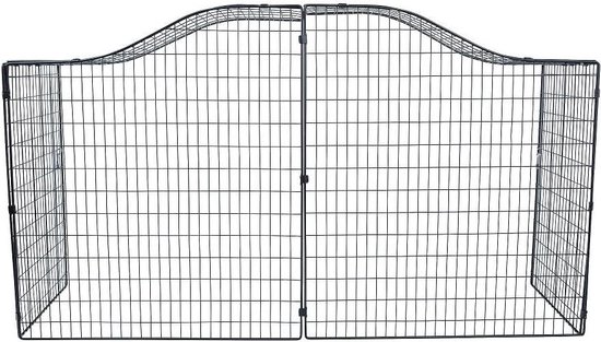 Designer Gevormde Haardhek - Veiligheidsbarrière voor Baby's en Huisdieren - 144cm Breedte - Zwart - Metaal - 144x80cm — afbeelding 2