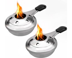2 stuks draagbare roestvrijstalen alcoholkachel, afneembare fondue-alcoholbrander, gummy alcoholbrander voor buiten kamperen, milieuvriendelijk
