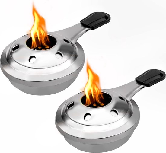 Lot de 2 réchauds à alcool portables en acier inoxydable, brûleurs à alcool amovibles
