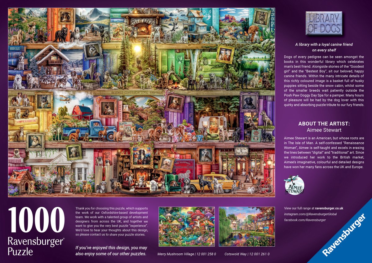 Ravensburger - The Library of Dogs - Legpuzzel - 1000 Stukjes — afbeelding 3