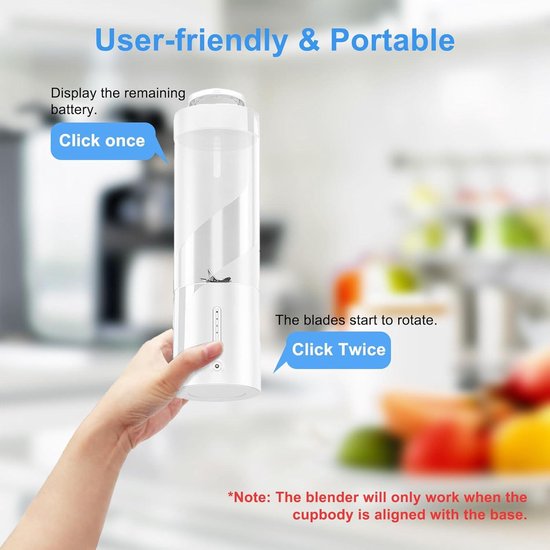 Draagbare USB Type-C Oplaadbare Persoonlijke Blender 450ml - Mini Juicer Mixer met 6 Bladen van Hotsch. — afbeelding 2